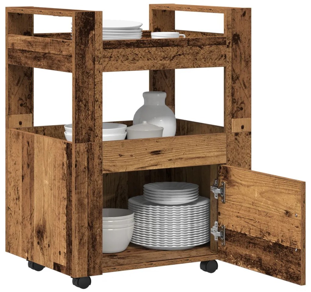 vidaXL Konyhai kocsi Régi fa 60 x 45 x 80 cm Faanyag