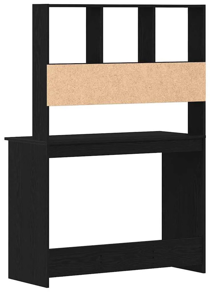 fekete tölgy szerelt fa íróasztal polcokkal 102 x 45 x 148 cm