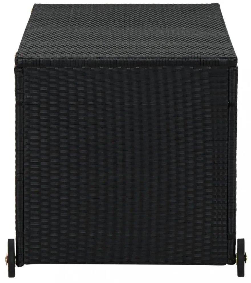 fekete polyrattan kerti tárolóláda 120 x 65 x 61 cm
