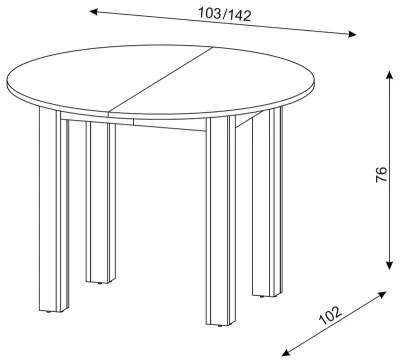 Bővíthető étkezőasztal WILY artisan tölgy/fekete