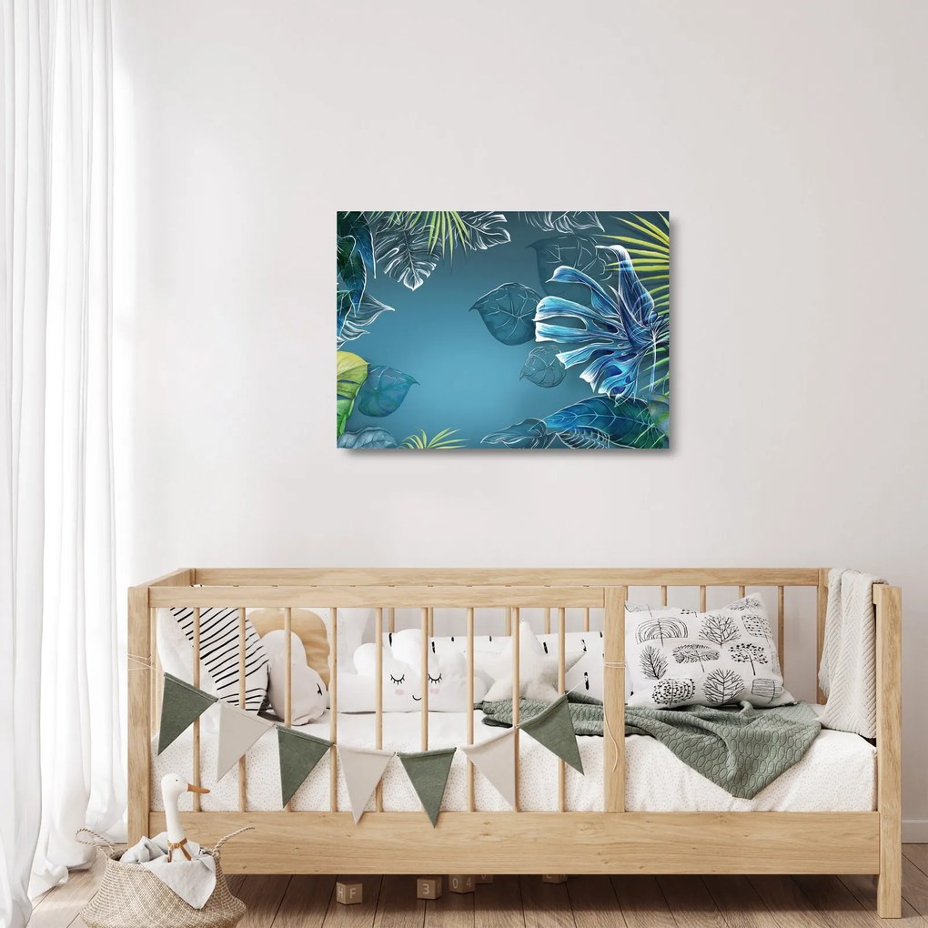 Kép - Trópusi növények levelei (üvegen) (70x50 cm)