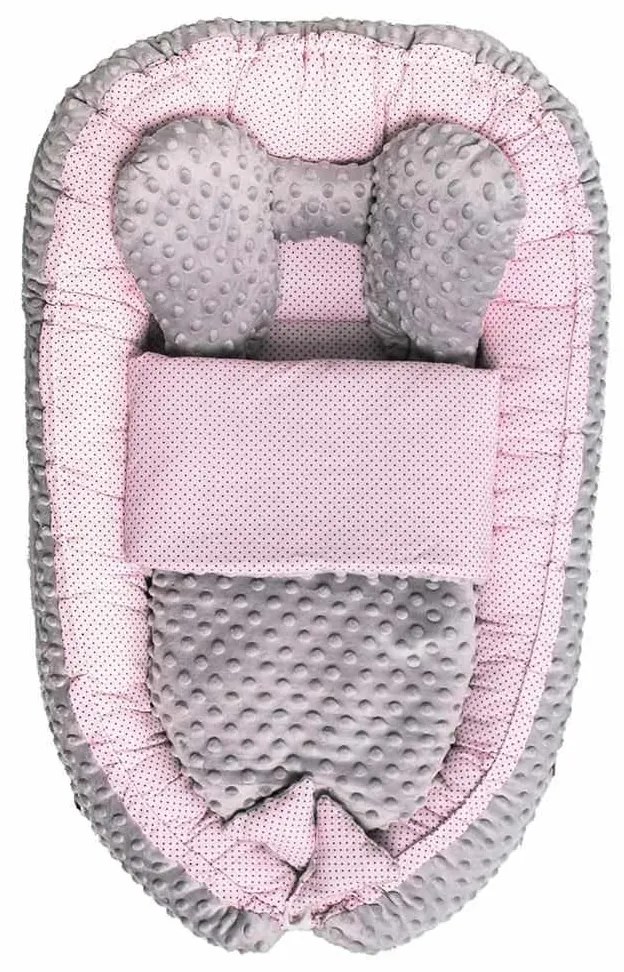 Babafészek paplannal kisbabák számára Minky Sweet Baby Belisima rózsaszín