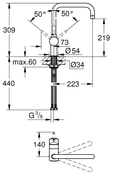 GROHE 32488000 - Mosogató csaptelep A, fényes króm