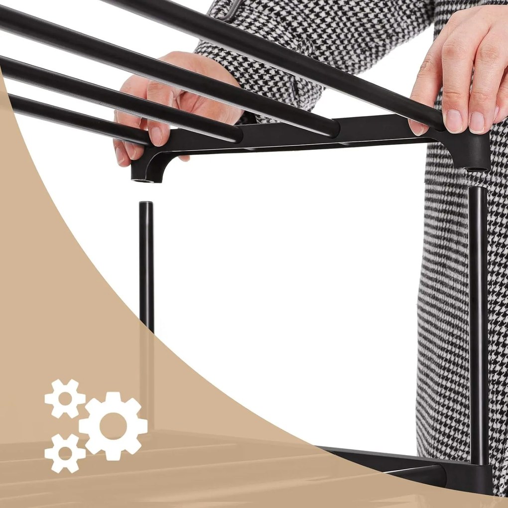 Cipőtartó 3 szintes, 2 darabos készlet, fém cipőtároló, 12–15 pár cipőhöz, fekete