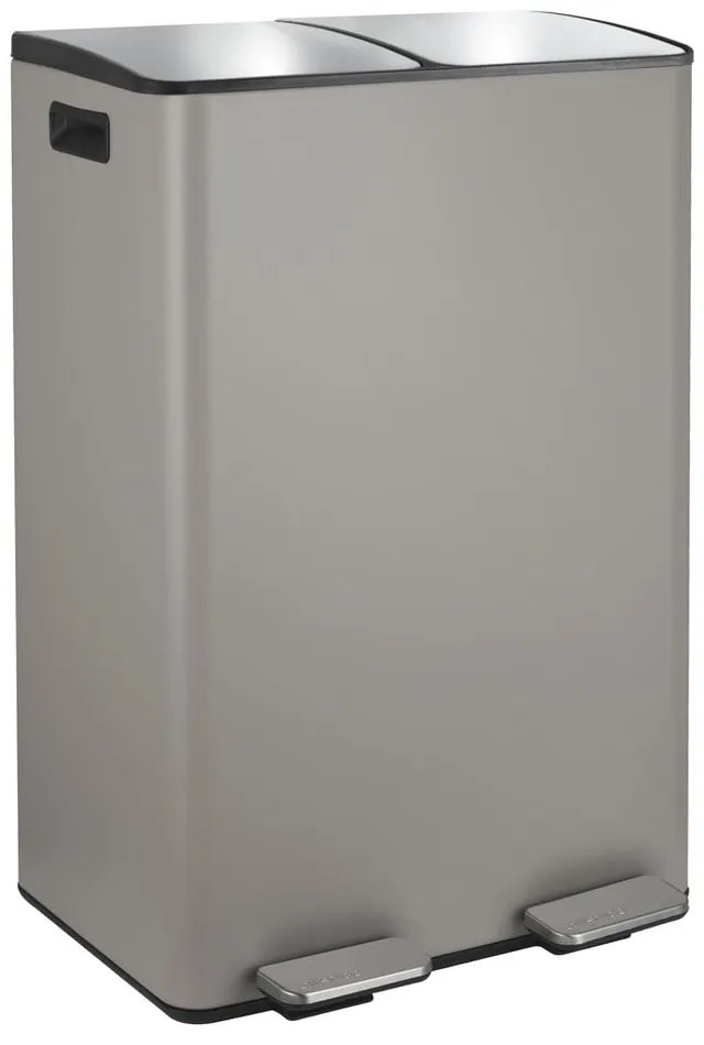 Szürkésbarna acél szelektív pedálos szemetes 2x30 l Aliya – Spirella