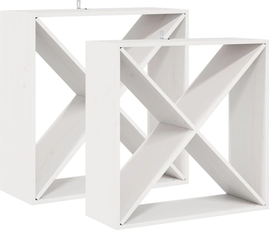 vidaXL Borágas 2 pcs Fehér 62 x 25 x 62 cm Tömör fenyőfa