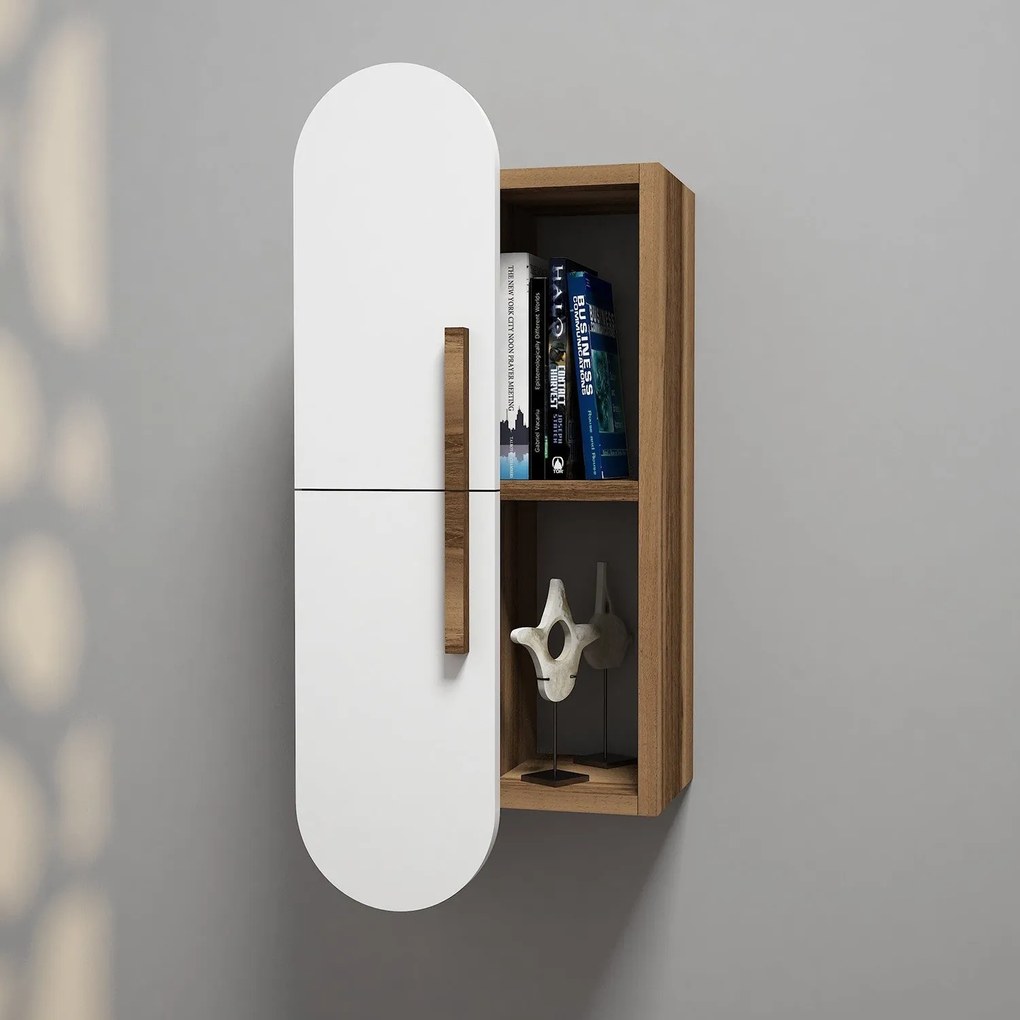 Fali polc Rose - Walnut, White