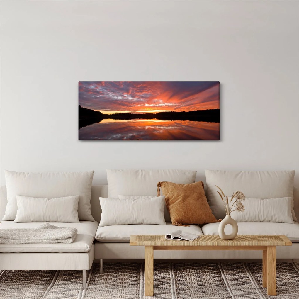 Kép - Naplemente a tó felett (120x50 cm)