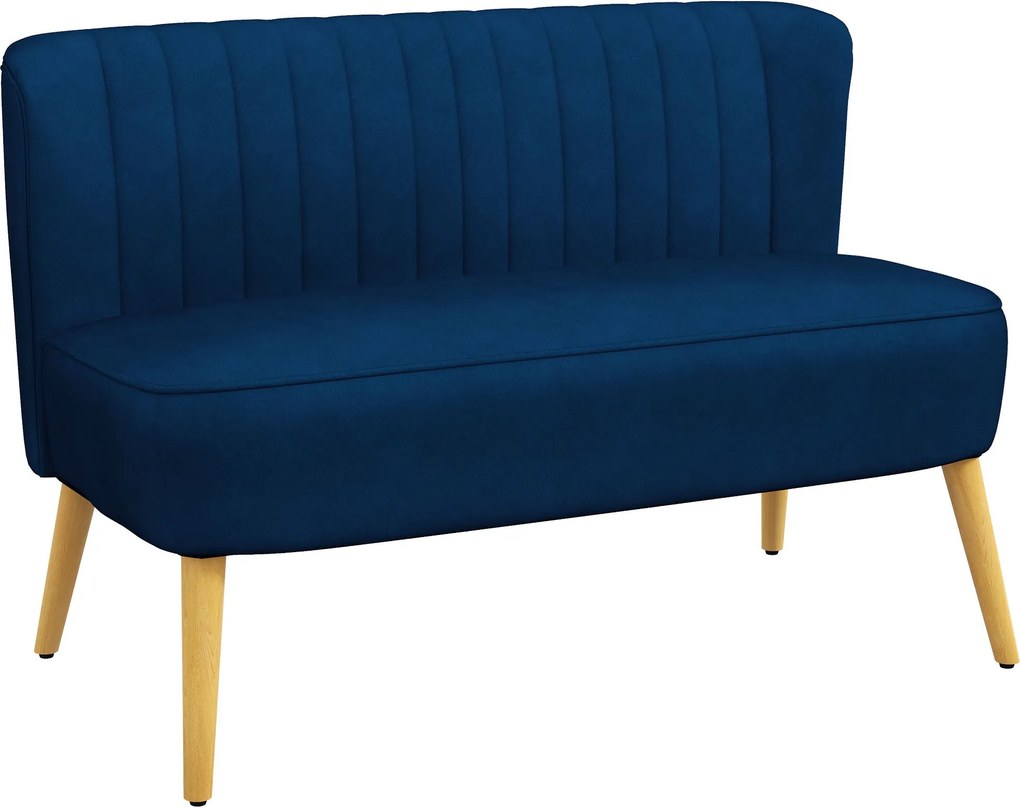 HOMCOM 2 személyes kanapé, bársonyhatású — sötétkék, 117 x 56,5 x 77 cm | Aosom