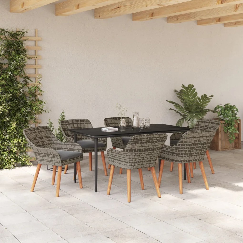 7 részes kerti étkezési garnitúra szürke polyrattan