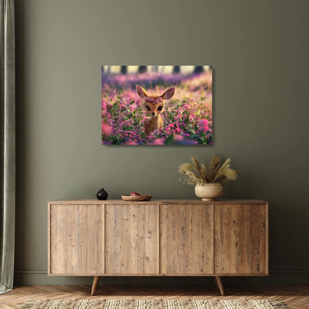 Üveg kép - Aranyos őzike (70x50 cm)