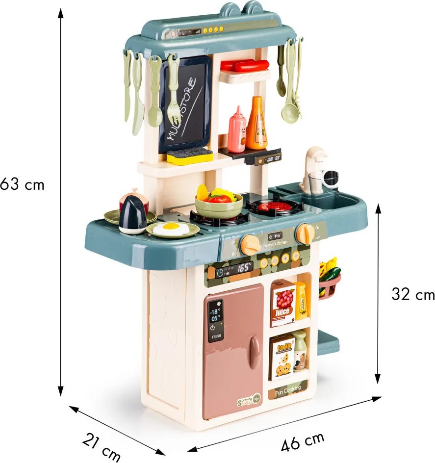 Gyerek játékkonyha hang- és fényhatásokkal, 46 részes készlet