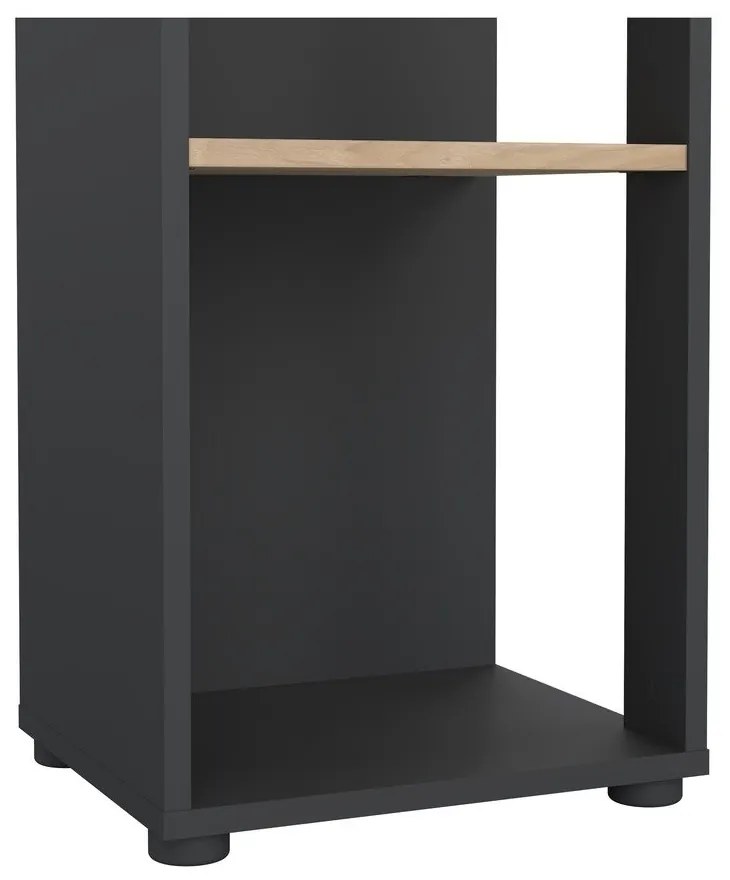 Antracitszürke-natúr színű könyvespolc tölgyfa dekorral 41x205 cm Sign – Tvilum