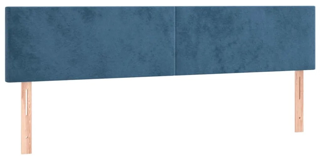 sötétkék bársony LED-es fejtámla 180x5x78/88 cm