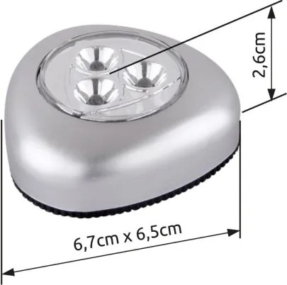 Globo 31909 Éjszakai fény 3x0,21W LED touchdimmer, elemmel 3xAAA 1,5V, MxSzxH:65x26x67, tartozék: 3xLED 0,21W 5V, 20lm, 6400K.