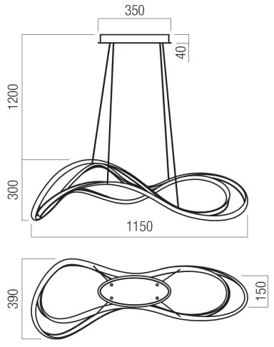 Redo 01-3598 - LED fényerőszabályozható kábeles csillár TEMPEST LED/58W/230V aranyszínű
