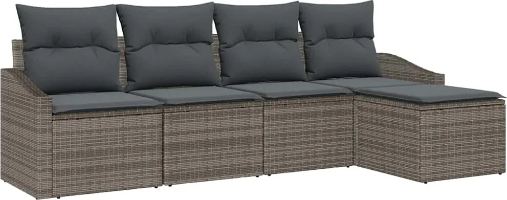 vidaXL Kanapé Szett párnával tárolóval 5 pcs Szürke polirattan