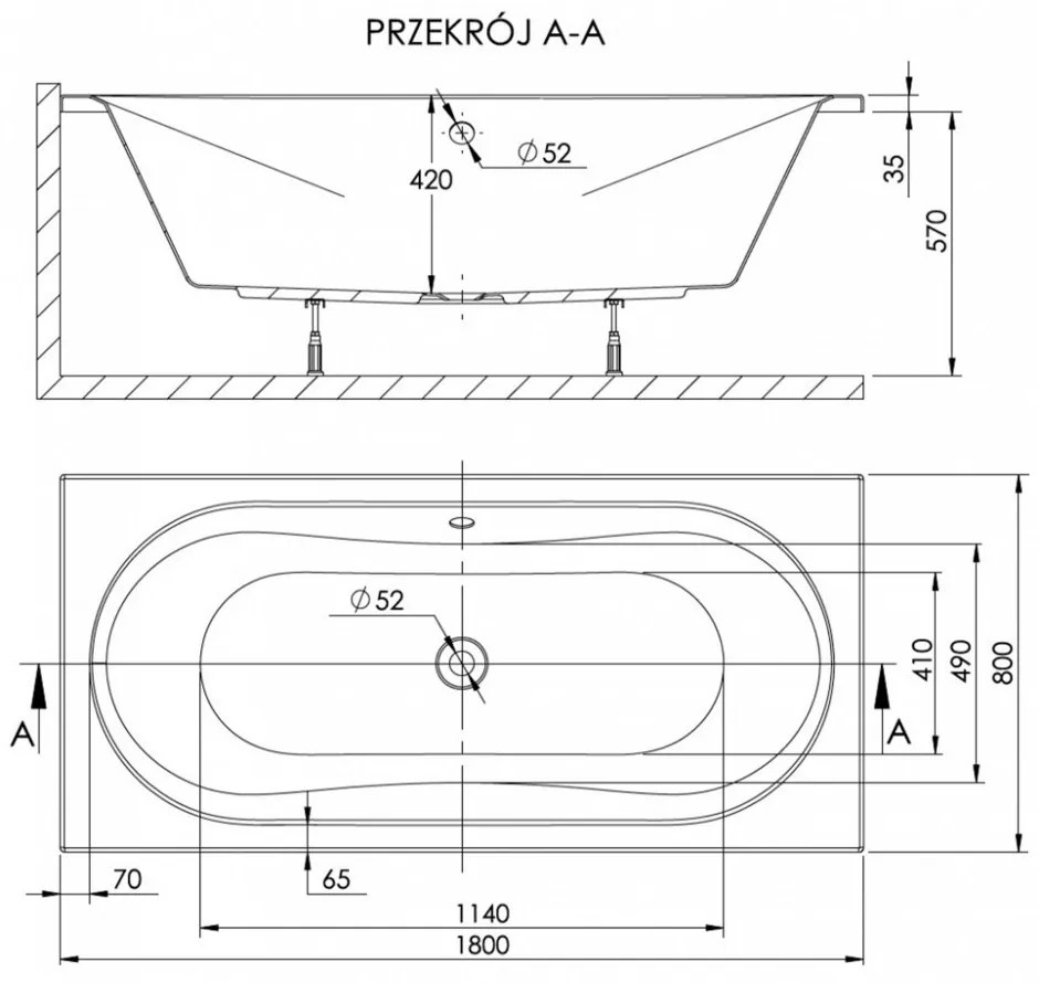 Doria Duo 80x180 egyenes kád