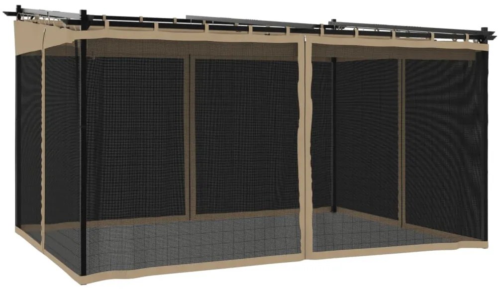 tópszínű acél pavilon hálós oldalakkal 4 x 3 m