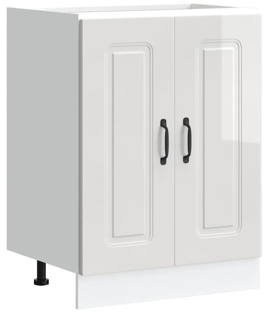 Mosogató aljzat szekrény Kalmar magasfényű fehér 60x46x81,5 cm
