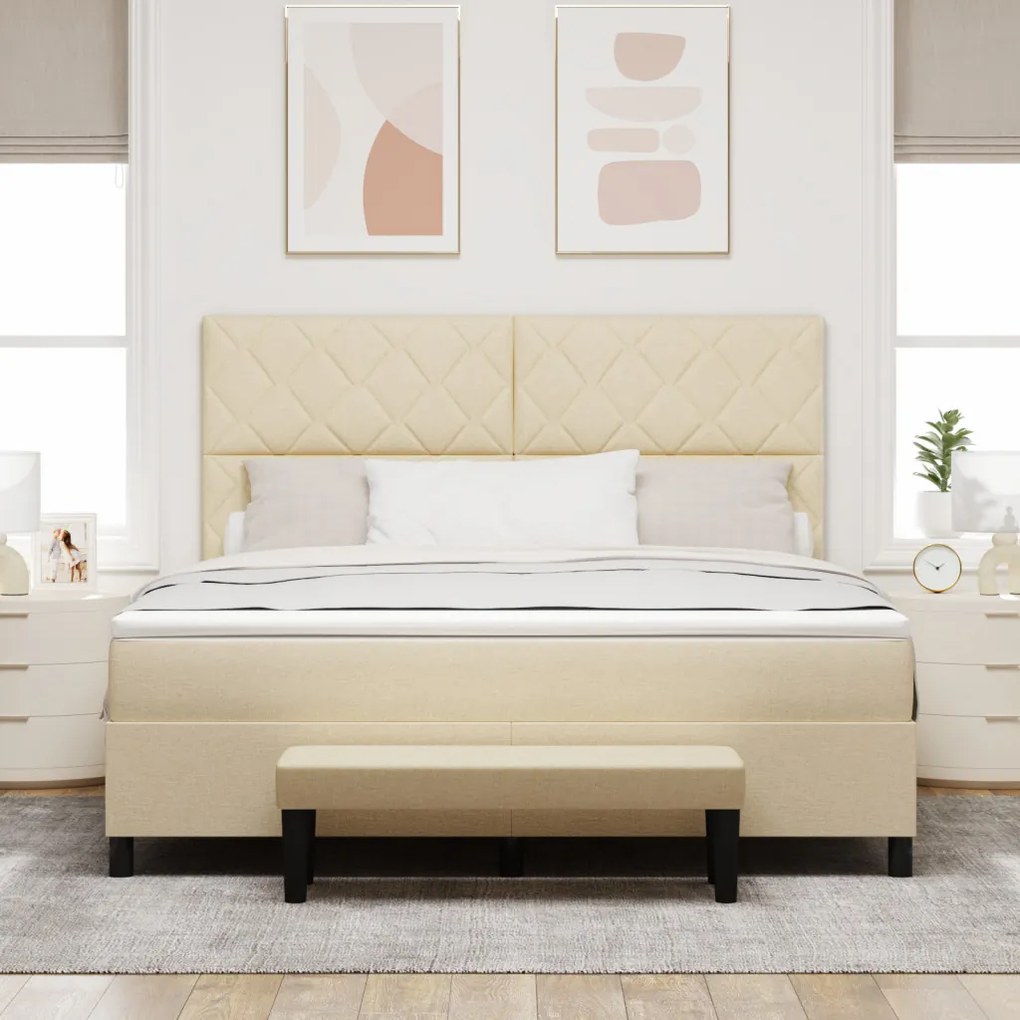 Box Spring Ágy matraccal és paddal Krém 180x200 cm Szövet