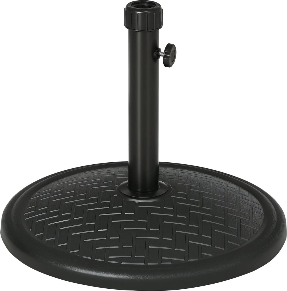 Outsunny Kör alakú Bádogernyő Talapzat 14 kg Parasolhoz Ø32-38 mm Átmérőjű Kerti Teraszon Ø46x34 cm Fekete | Aosom