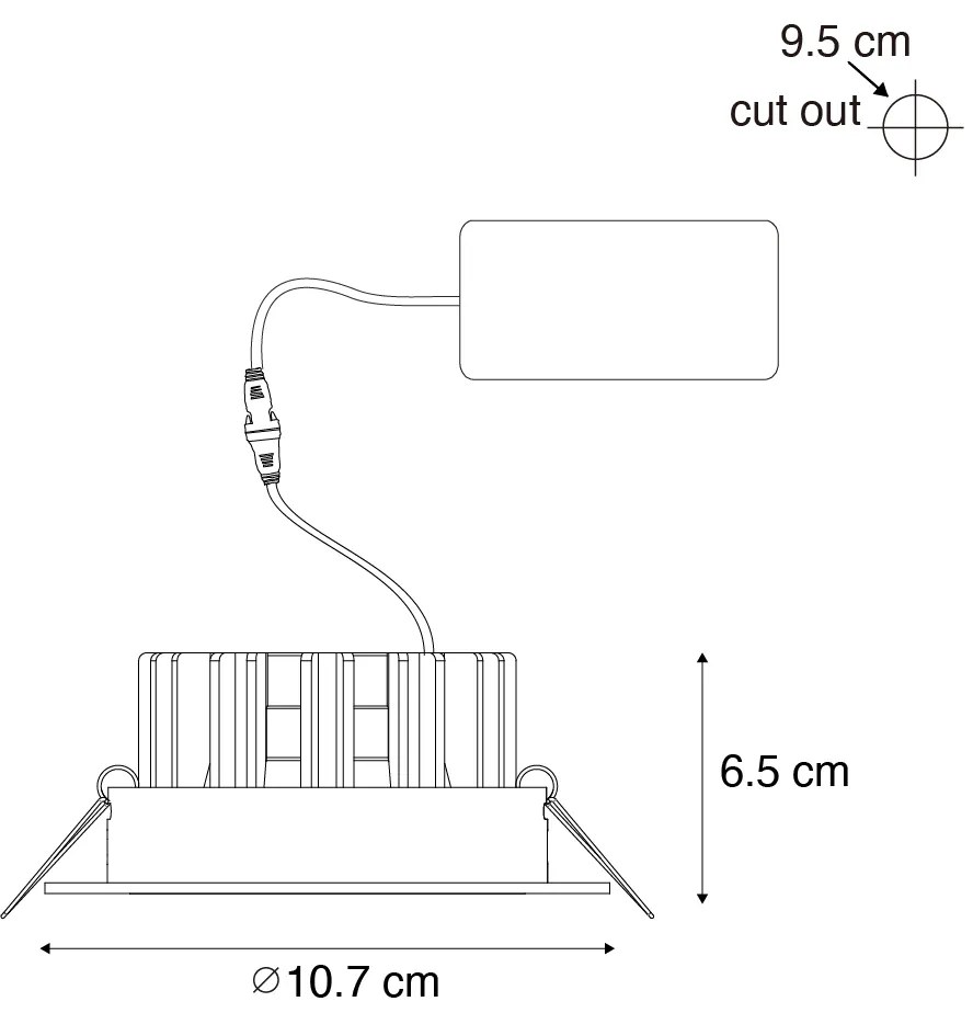 Süllyesztett spotlámpa fekete 9,5 cm LED-del 1015 lm szabályozható IP65 - Gaius