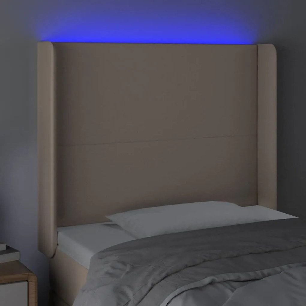 cappuccino műbőr LED-es fejtámla 83x16x118/128 cm