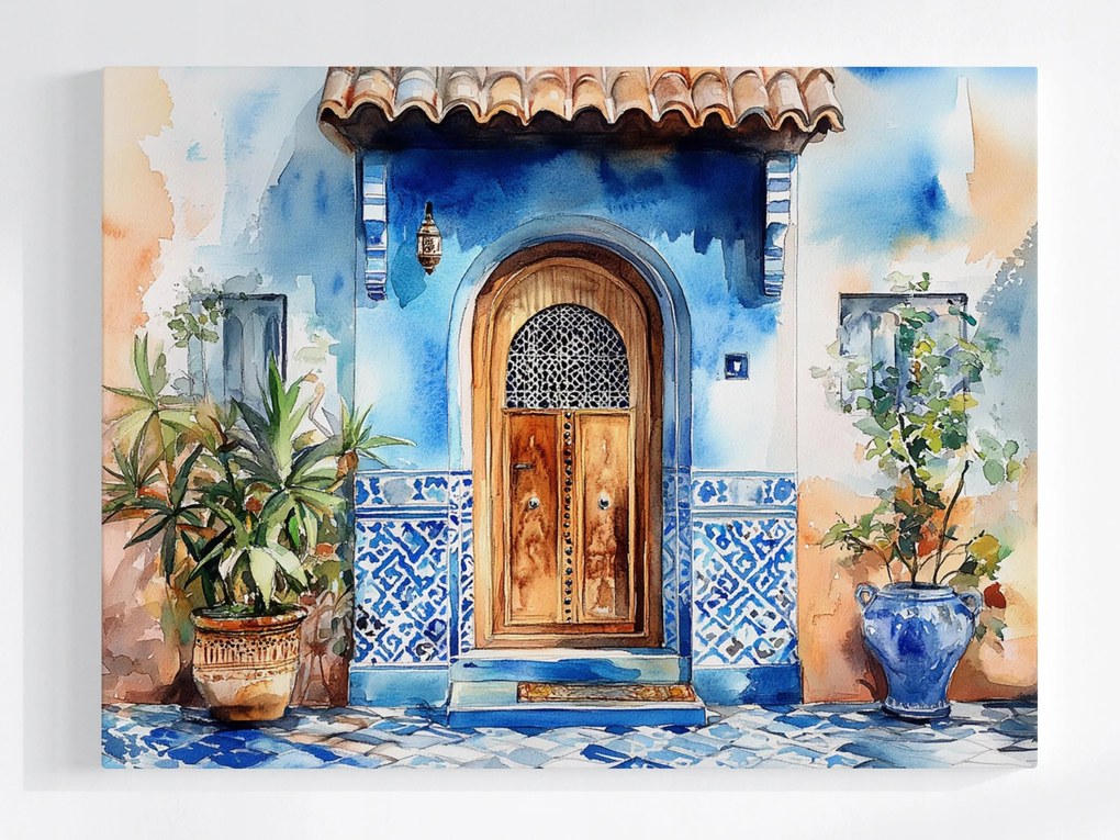 Vászonkép Canvas Arab Építészet Ajtó Bejárat Azulejos 100x75