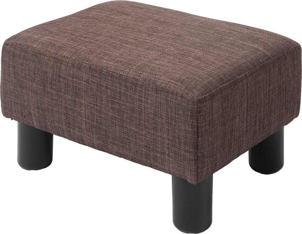 HOMCOM Puffasztott Ottoman Len Hatású Kárpitozással Modern Lábpihentető Pouf Hálószobába, Nappaliba, Barna | Aosom