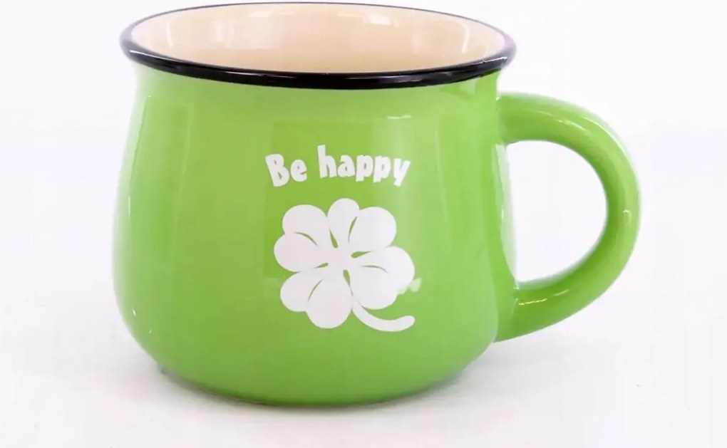 Kerámia Bögre Be happy Négylevelű Lóhere zöld Szerencsére