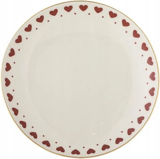 Bloomingville Jolly Karácsonyi Desszert Tányér 16 cm Piros Szívecskék