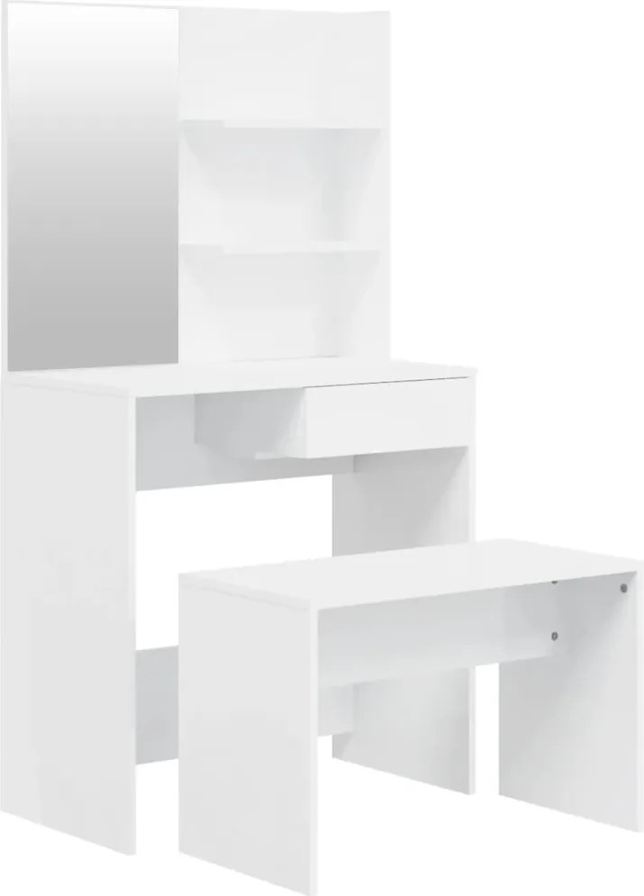 vidaXL magasfényű fehér fésülködőasztal-szett 74,5x40 x 141 cm