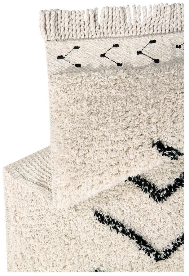 Krémszínű mosható kézi szövésű pamut szőnyeg 140x210 cm Bereber Rhombs – Lorena Canals