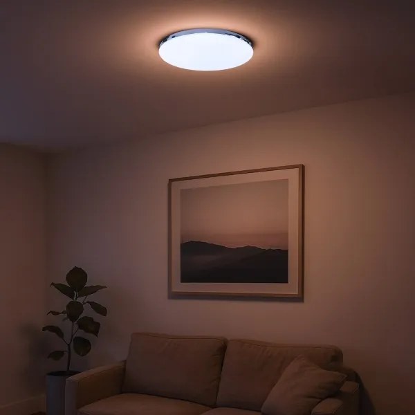 LED mennyezeti lámpa MAYA, 36 W, 230 V, Ø 50 cm, fényes króm
