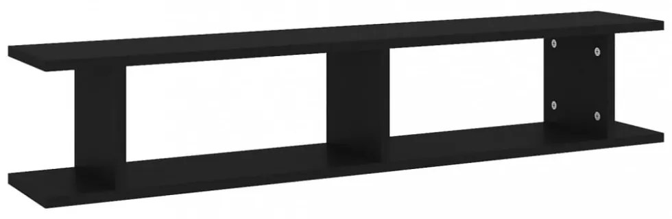 2 db fekete forgácslap fali polc 105 x 18 x 20 cm