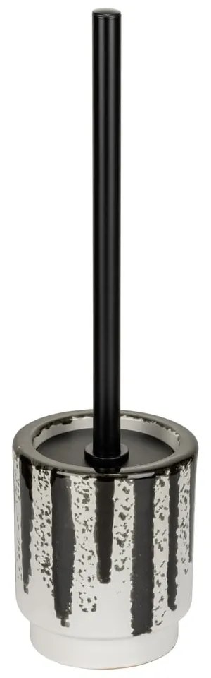 Fekete-fehér kerámia WC-kefe Subiza – Wenko