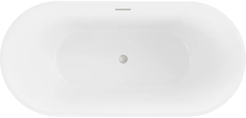 Mexen Luna, szabadon álló kád 180 x 80 cm, fehér-fekete, szálcsiszolt acél túlfolyó, 52031808075-97