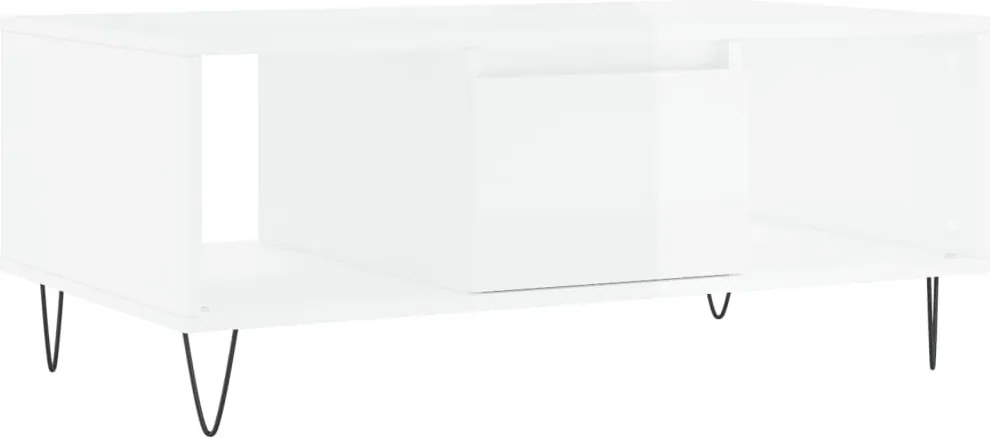 vidaXL magasfényű fehér szerelt fa dohányzóasztal 90 x 50 x 36,5 cm