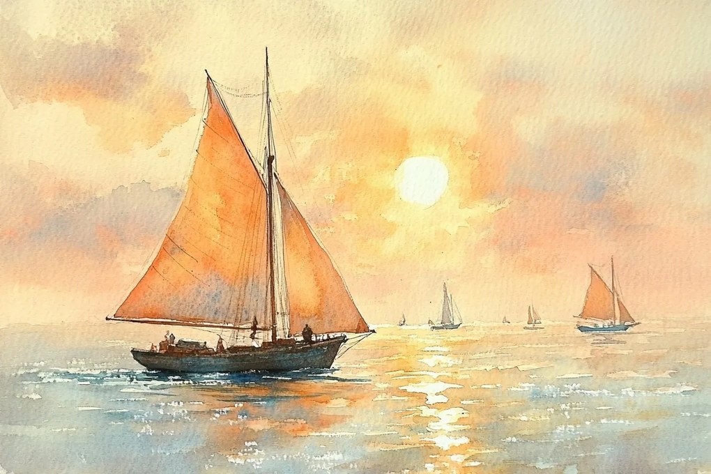 Fotótapéta Flizelina Tenger Óceán Hajó Vitorlás Nap Regatta 368x254 ragasztó