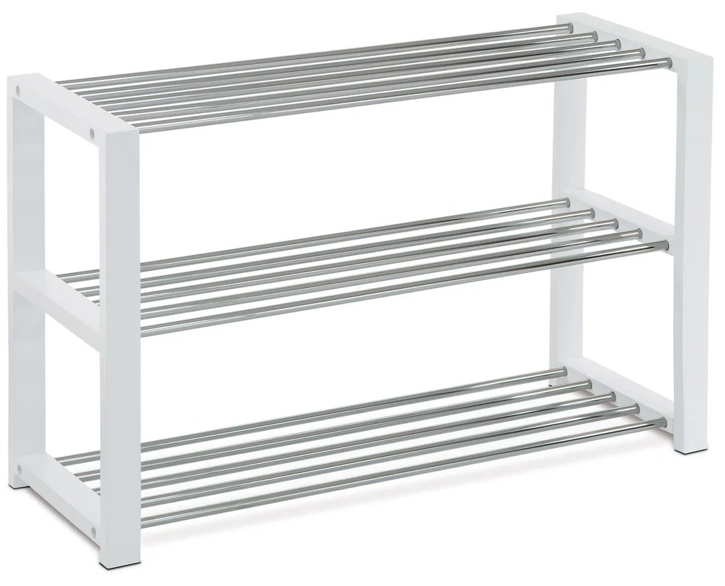 Cipőtartó állvány 3 szintes, fehér, 80 x 30 x 50cm, 3 emelet