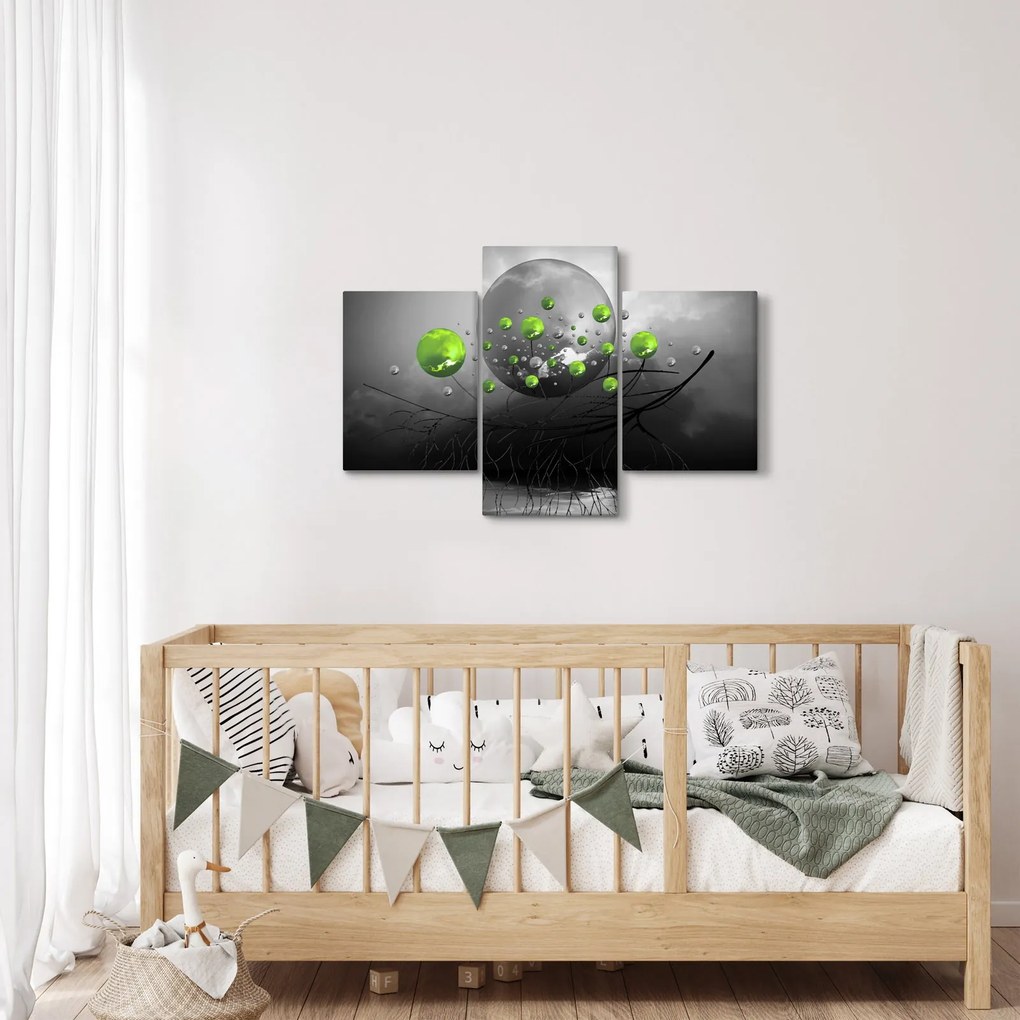 Zöld absztrakt gömbök képe (90x60 cm)