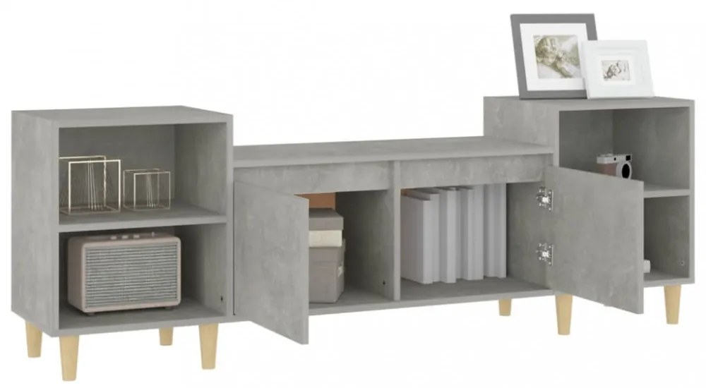 betonszürke szerelt fa TV-szekrény 160x35x55 cm