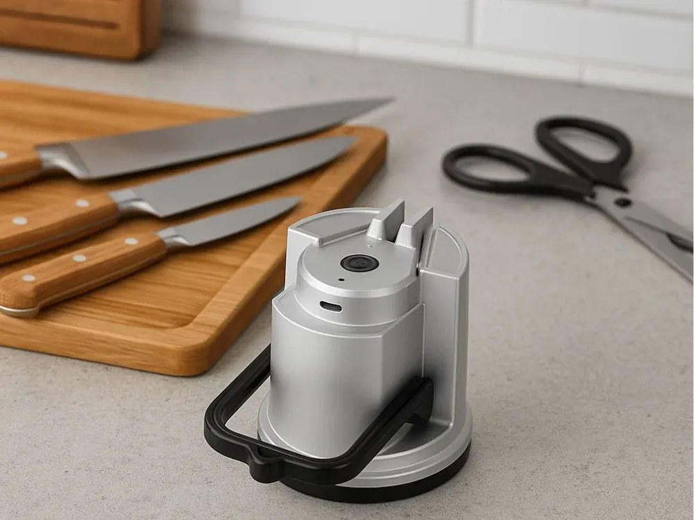 Elektromos kés- és ollóélező motoros csiszolótechnológiával és USB töltéssel - VERK