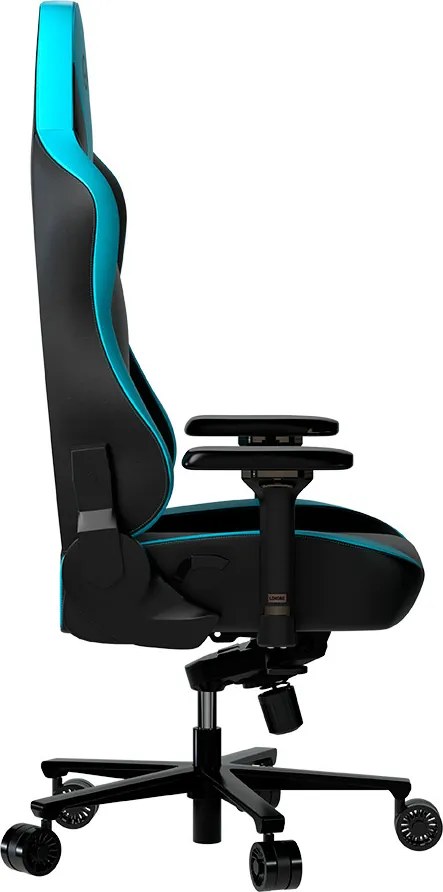 LORGAR Gamer szék, multiblokk mechanizmus, 4D karfák, 5 csillagos alumínium láb, 4-es osztályú gázlift, műbőr, fekete-kék