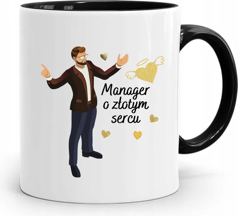 Menedzser Bögre Fekete Ajándék fényképes nyomtatással