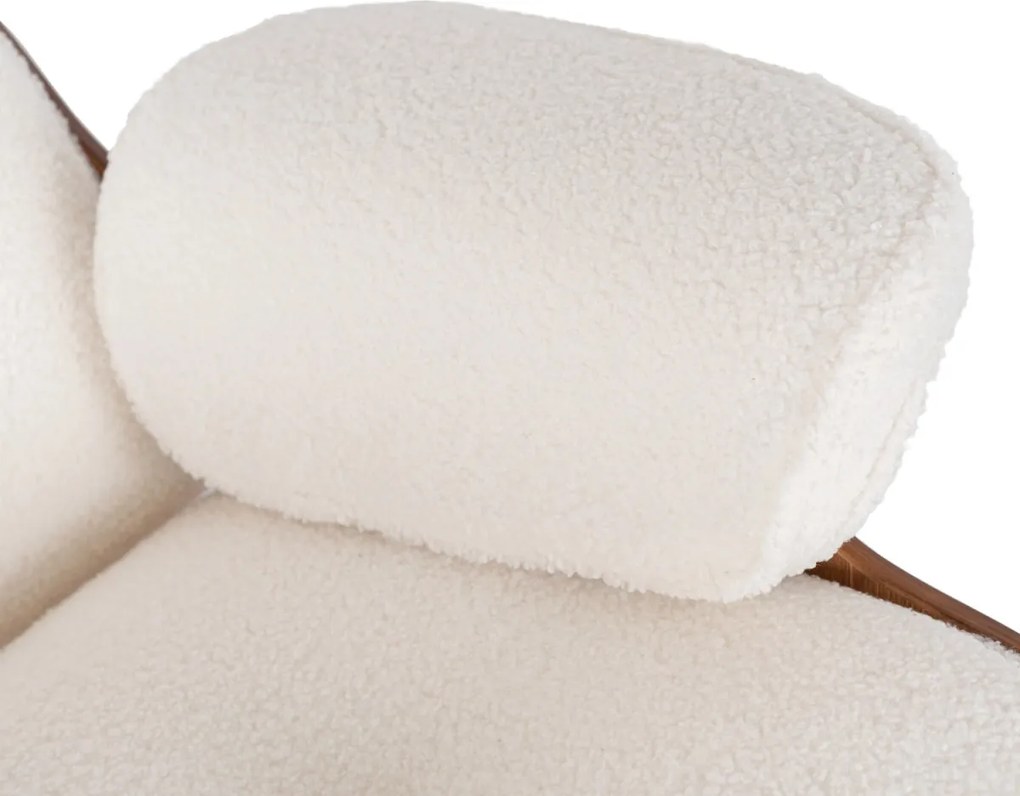 Pihenőfotel lábtartóval fehér bouclé kárpittal – PALERMO