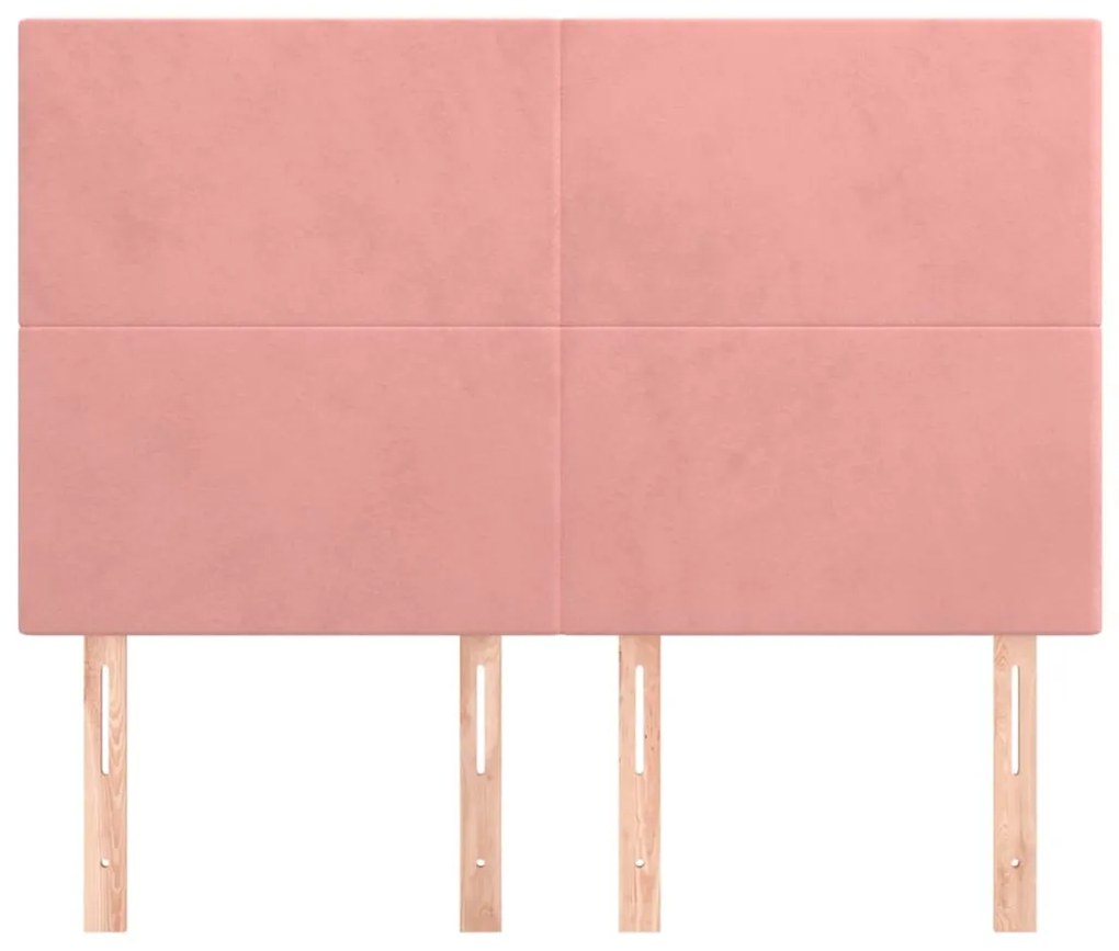 rózsaszín bársony fejtámla 144x5x118/128 cm