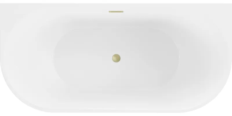 Mexen Oval, szabadon álló fali kád 150 x 75 cm, fehér-fekete, arany matt túlfolyó, 52671507575-55