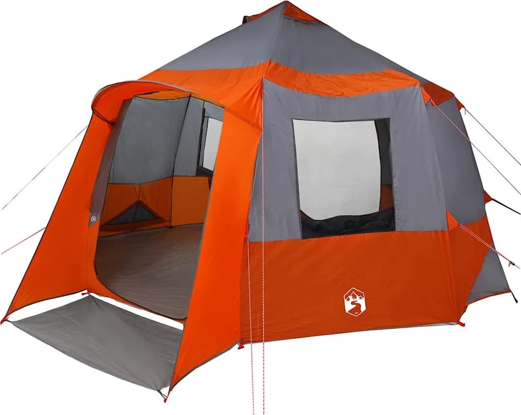 vidaXL Cabin Tent 12-Person Szürke és narancs 405 x 405 x 273 cm